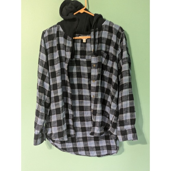 Women's time and tru black and blue flannel large - Picture 3 of 9